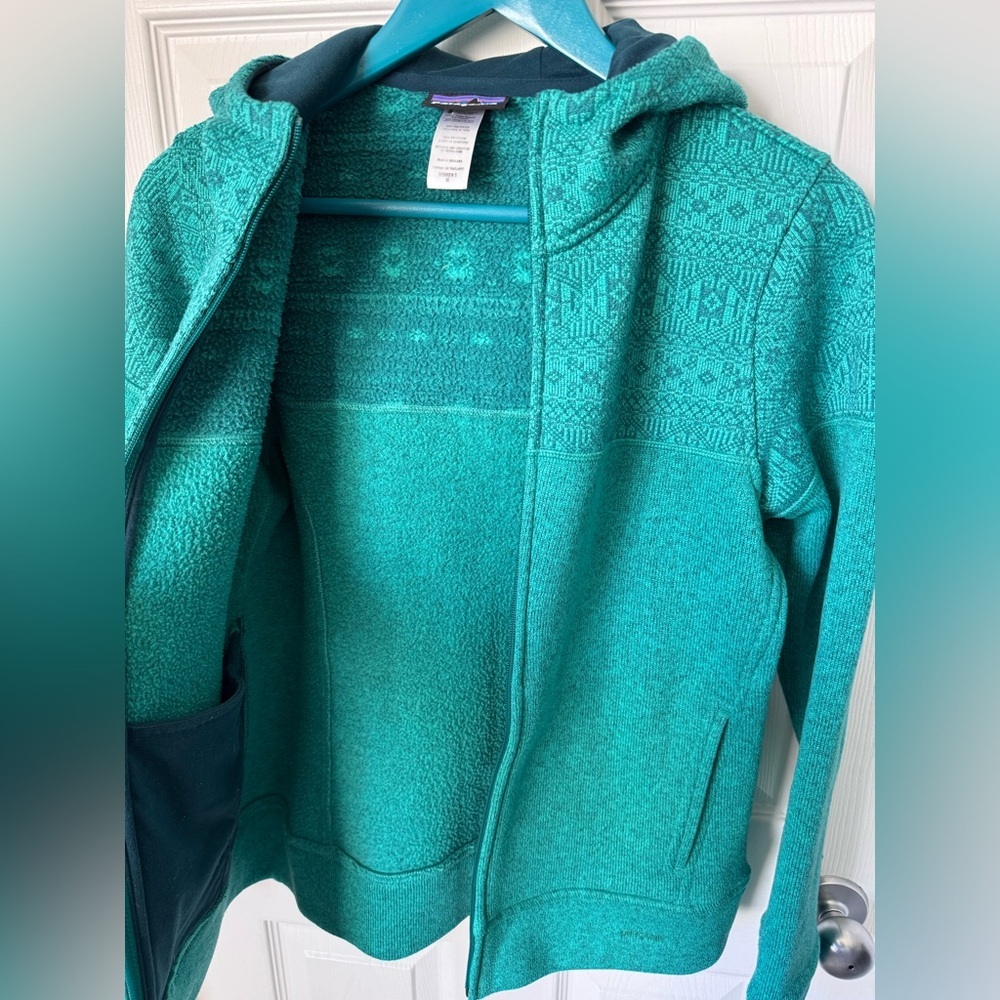 Women’s Patagonia Better Sweater Icelandic Hoodie Teal Green Size Medium - Picture 5 of 9